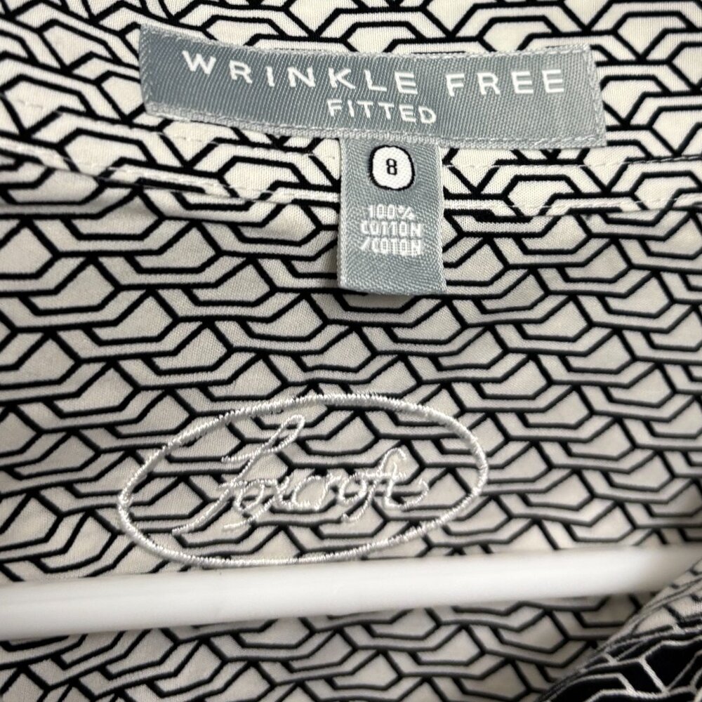 Foxcroft Fitted Geometric Patterned Button-Down B… - image 3